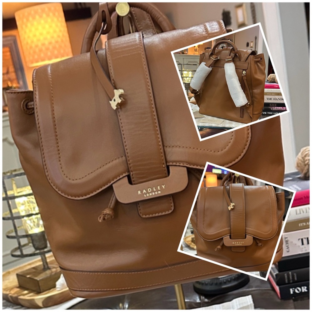 RADLEY LONDON Devonport Mews Medium Flapover Backpack in Smooth Toffee Leather